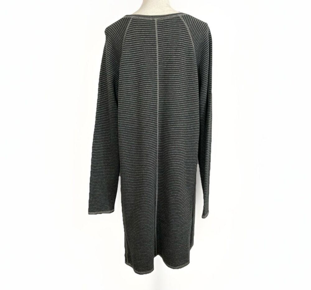 J Jill Sweater Knit Dress Womens L Black Gray Stripe Long Sleeve Casual - Picture 2 of 10